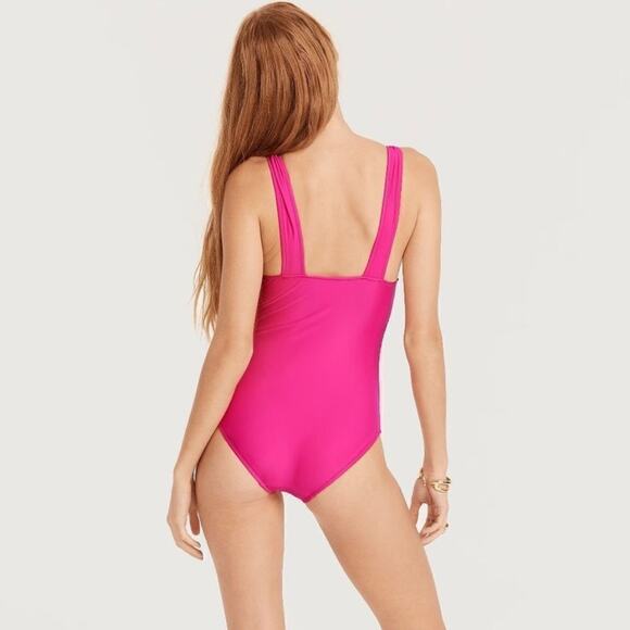 NWT J Crew Ruched One Piece Bathing Suit Swim Fuchsia Size 4 - Picture 3 of 8
